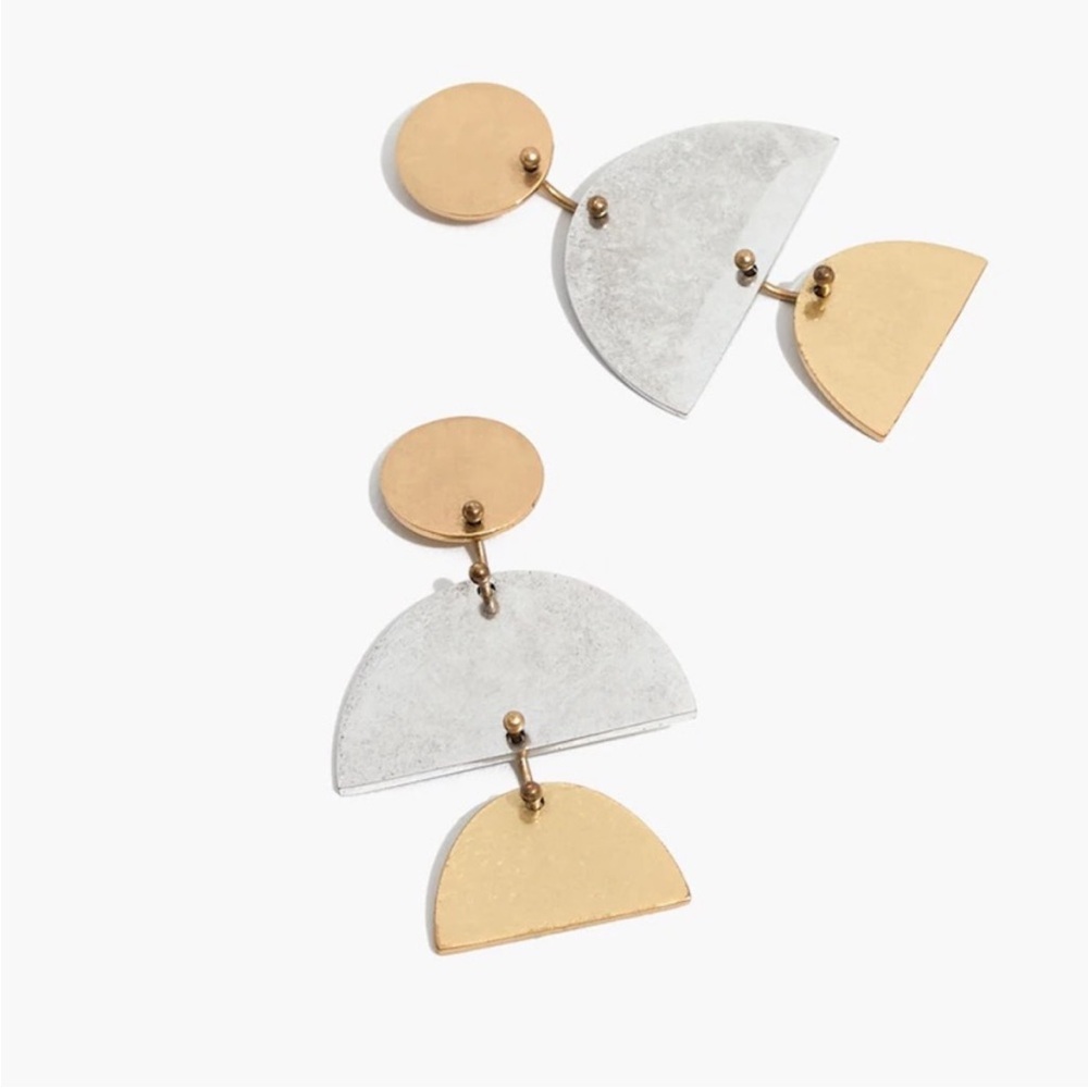 NEW MADEWELL Sculpture Statement Earrings Gold Silver Art Minimalist Dainty